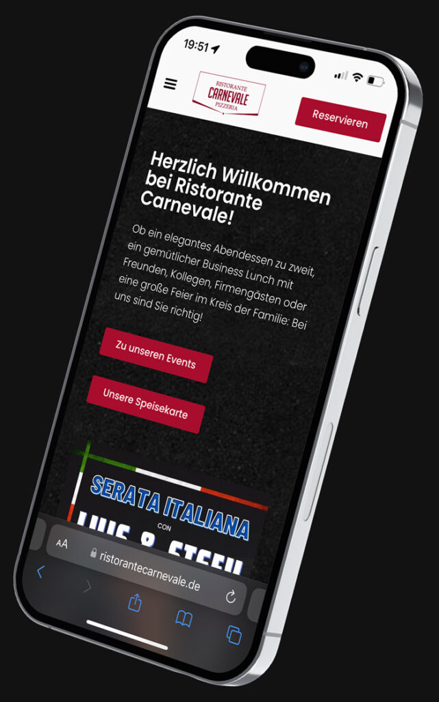 ristorante carnevale smartphone responsive