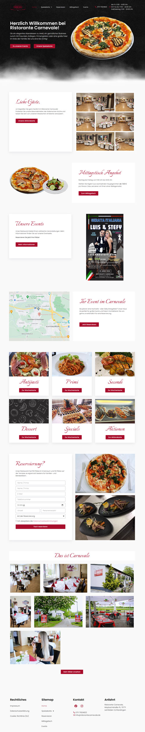 ristorante carnevale screenshot website